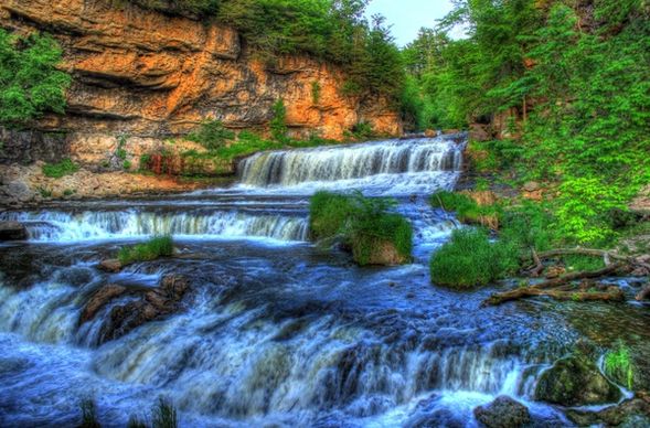 scenic waterfalls at willow river state park wisconsin