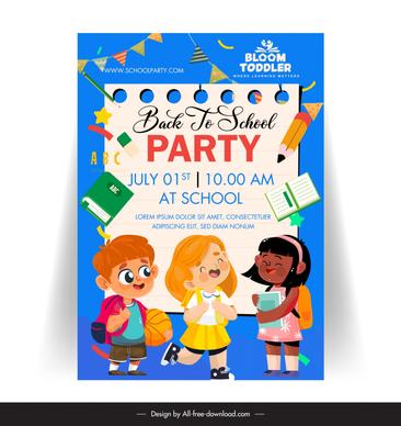 school annual day invitation card template cute cartoon children 