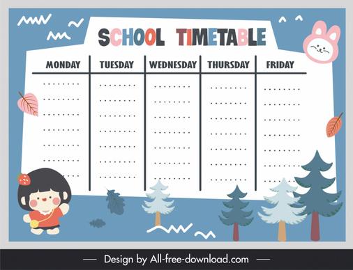 school timetable template classical seasaonal sketch