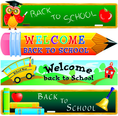 school with pencil vector banners