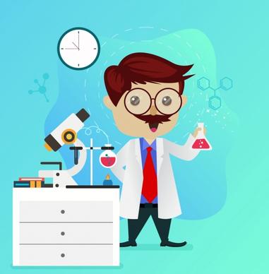 science background lab tools male scientist icons