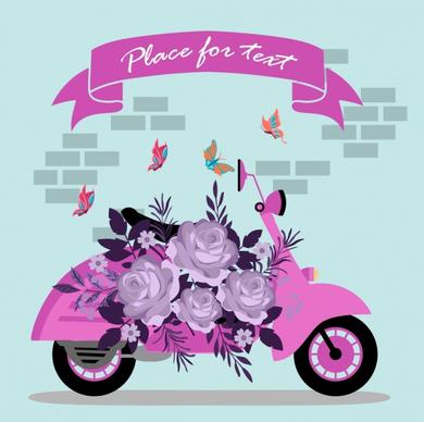 scooter advertising roses butterflies decoration pink design