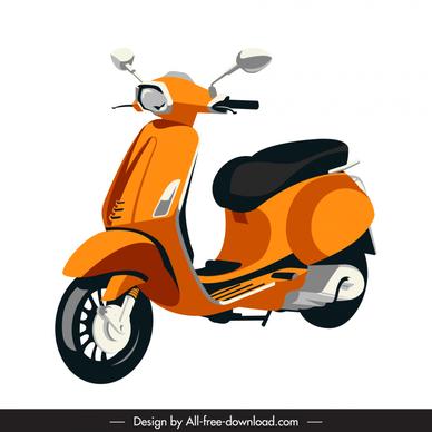 scooter icon classical 3d outline orange decor