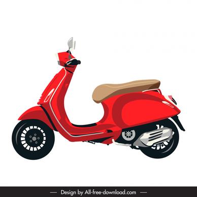 scooter icon flat side view sketch elegant red decor