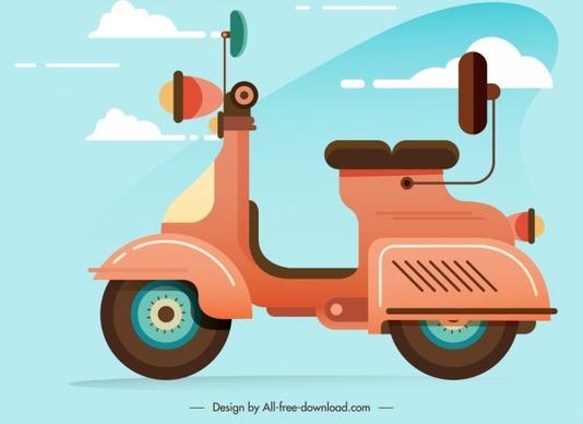 scooter motorbike icon classical colored sketch