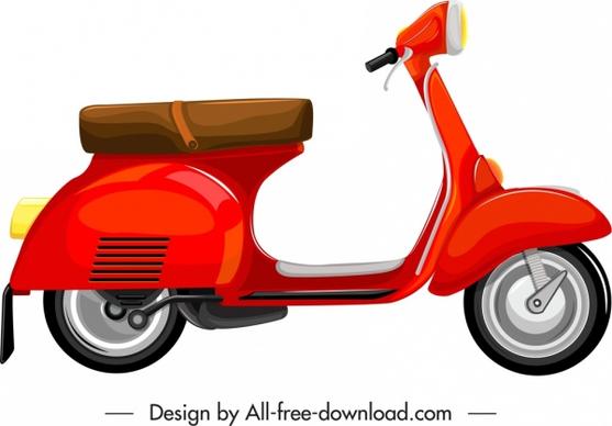scooter motorbike icon shiny orange decor