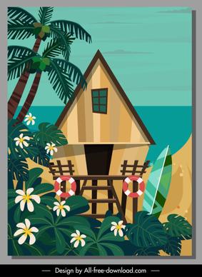 sea bungalow house painting colorful classic design