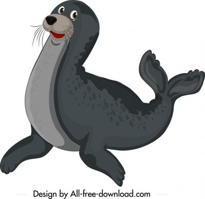 sea calf animal icon cute cartoon character sketch