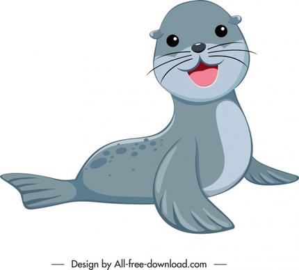 sea calf icon cute cartoon character sketch