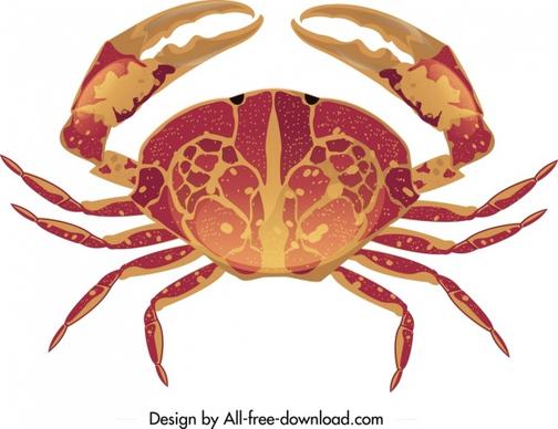 sea crab icon bright red brown design