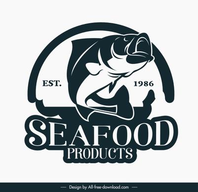 sea food logotype classic design dynamic fish sketch