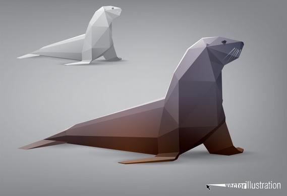 sea lions facade body animal model vector