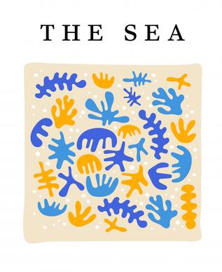 sea poster template abstract flat coral elements 