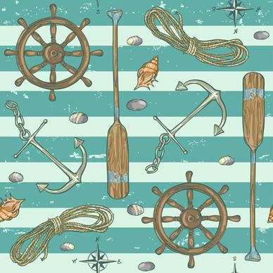 sea with nautical vector seamless pattern