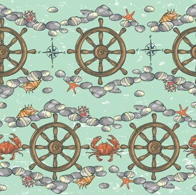 sea with nautical vector seamless pattern