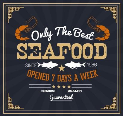 seafood banner template shrimp fish icons classical design