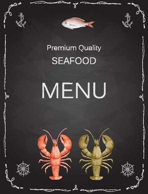seafood menu black style vector
