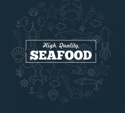 seafood promotion banner marine species sketch background