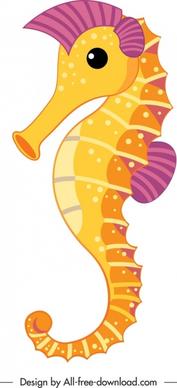 seahorse icon closeup colorful sketch