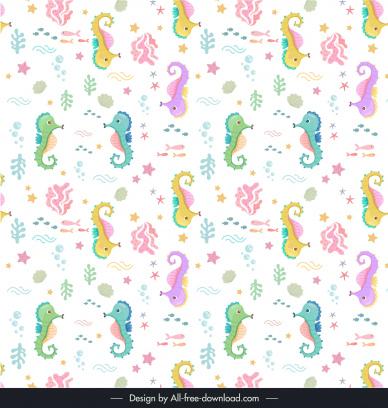 seahorses pattern flat cute repeating cartoon