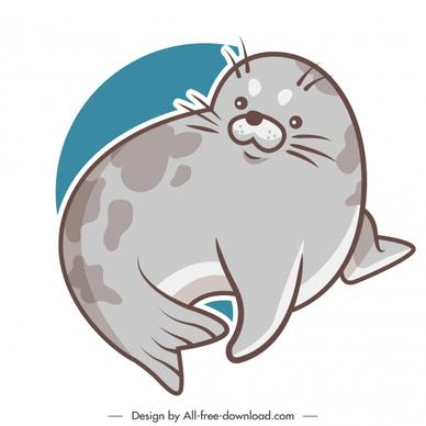 seal creature icon cute flat handdrawn sketch