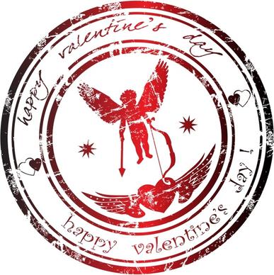 valentine stamp template retro angle wings heart decor