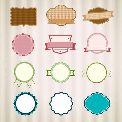 seal templates collection flat shapes plain checkered decoration