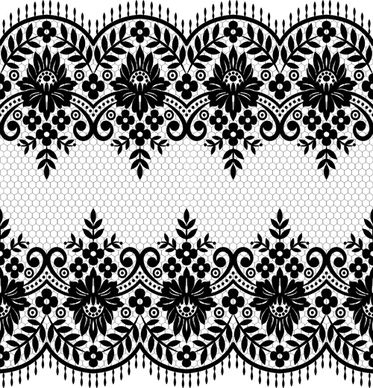 seamless black lace borders vectors