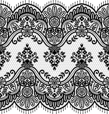 seamless black lace borders vectors