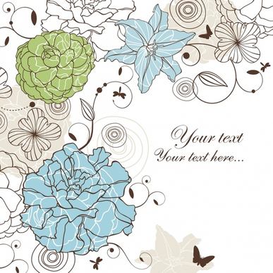 card background template elegant handdrawn petals sketch