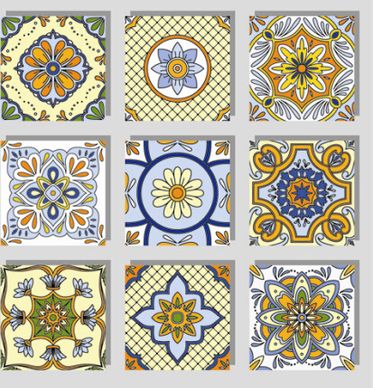 seamless pattern tile floral vector set
