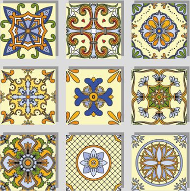 seamless pattern tile floral vector set