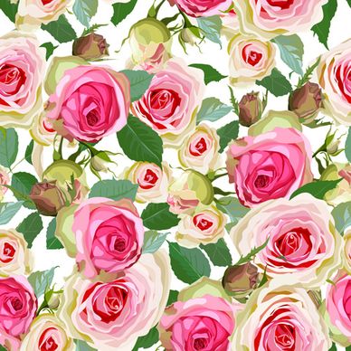 seamless pink roses vector pattern
