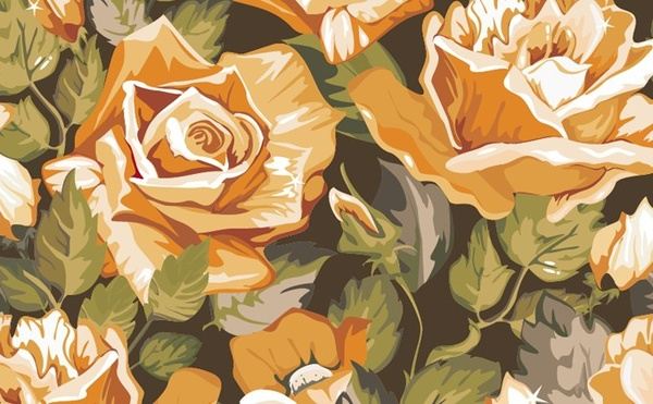 floral background rose icons hand drawn style