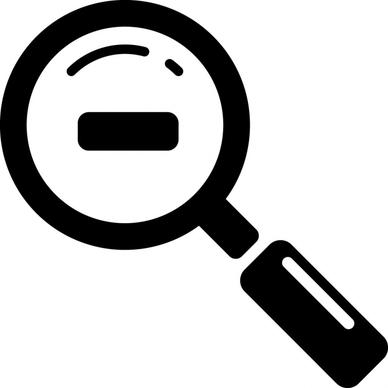 search minus zoom out button sign icon black white contrast magnifier outline