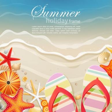 summer holiday background sea elements slippers decor