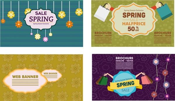 seasonal sales banners design with webpage decoration style