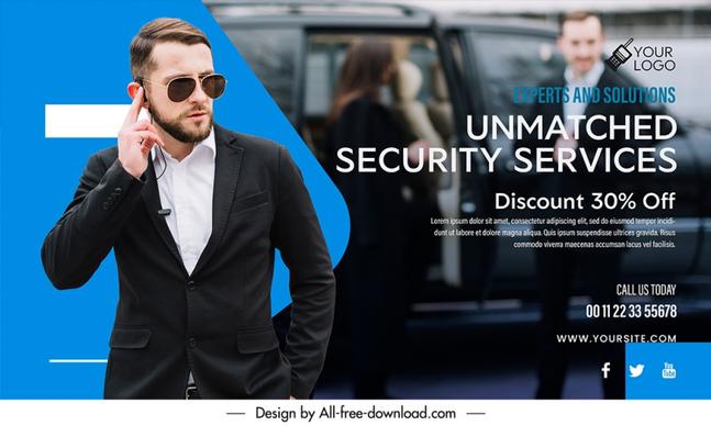 security banner discount template elegant man
