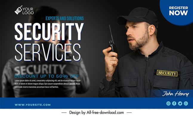 security banner template elegant modern dark realistic 