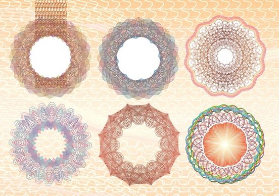 decorative elements illusion kaleidoscope circle shapes