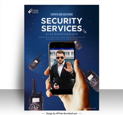 security poster discount template dynamic contrast holding hand equipment