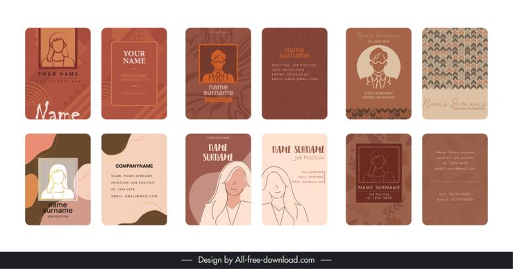 self introduction cards templates collection flat retro