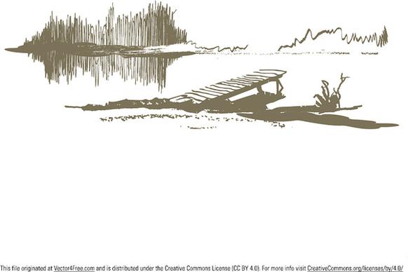 serene lakeside dock vector
