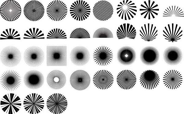 series of black and white design elements vector 13 radiation