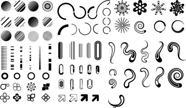 series of black and white design elements vector 3 simple graphics