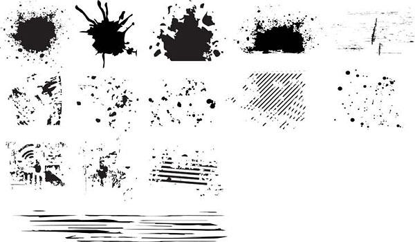 grunge ink marks icons collection black white design