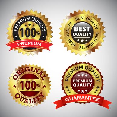 serrated border shiny golden quality labels round icons