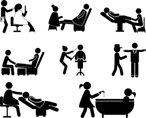 service jobs icons illustration with silhouette style