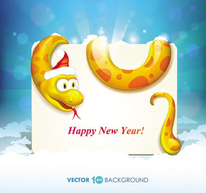 set of13 year snake card vector backgrounds