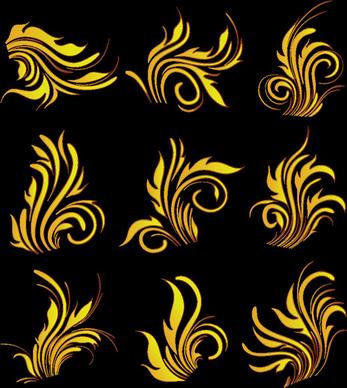 set of abstract fire vector background